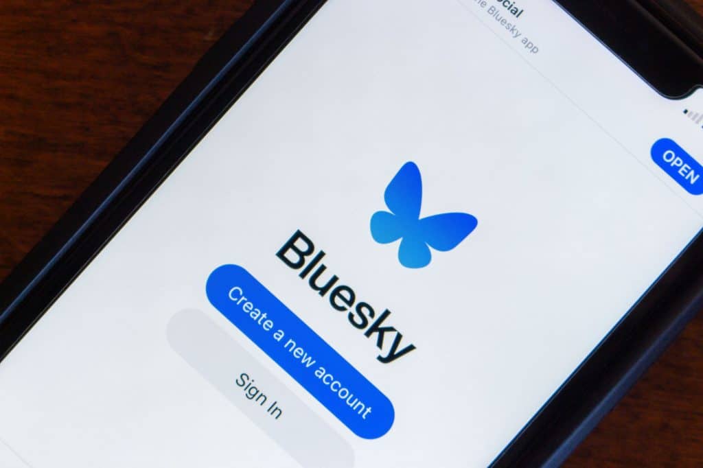 Tela de login do Bluesky
