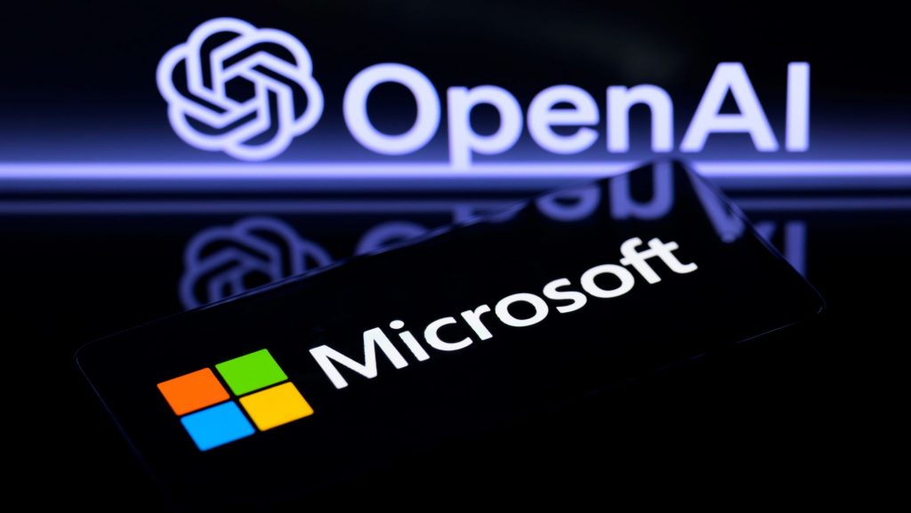 Logos de OpenAI e Microsoft