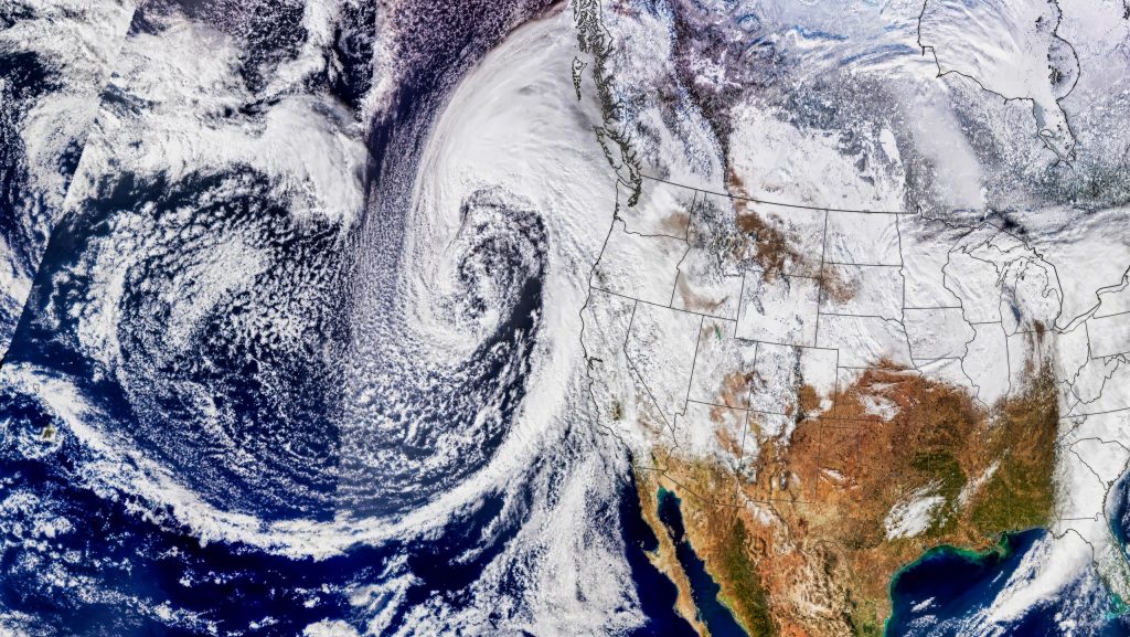 Rio atmosférico observado de um satélite