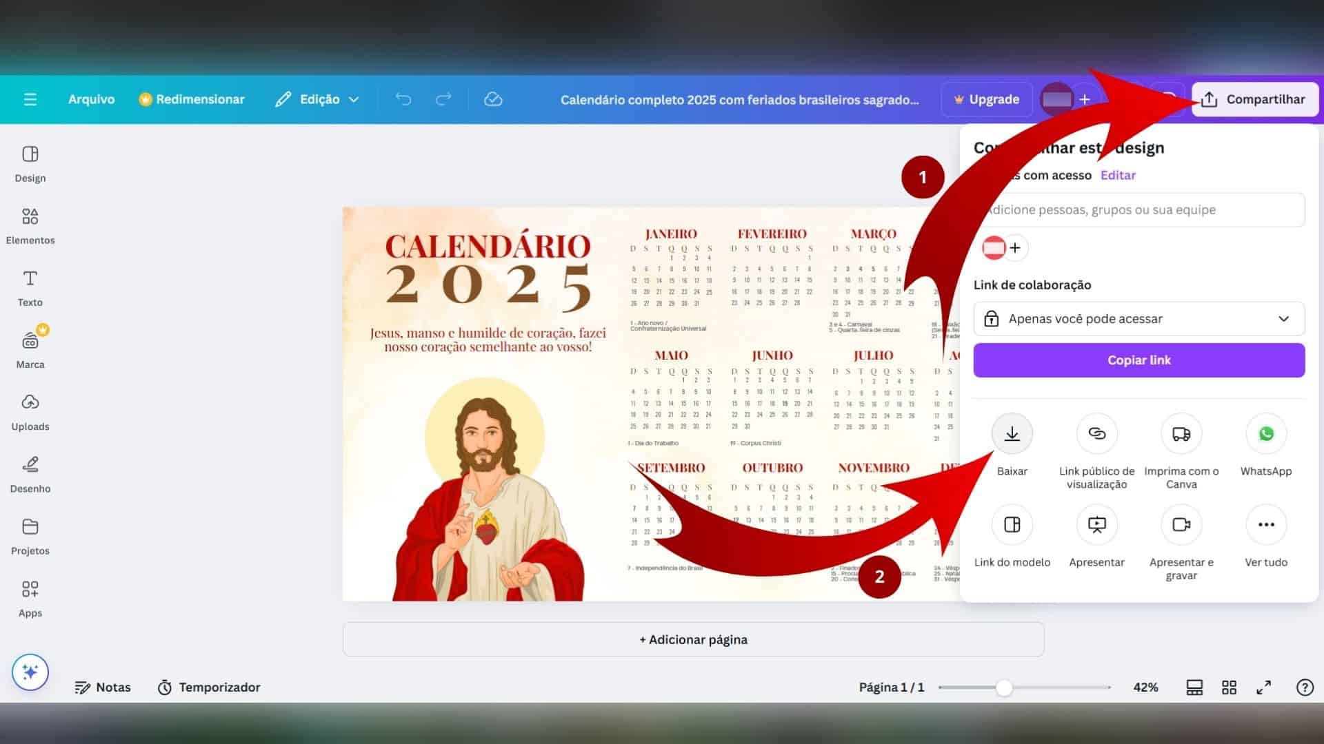 Imagem para ilustrar tutorial que ensina usuário a baixar e imprimir calendário 2025 do Canva