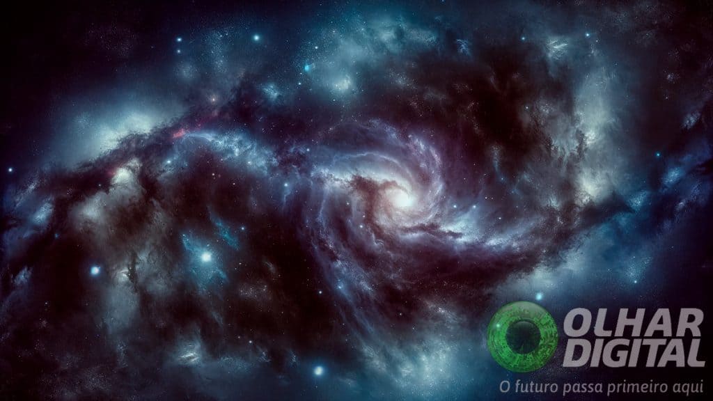 Ilustração digital de energia escura no Universo