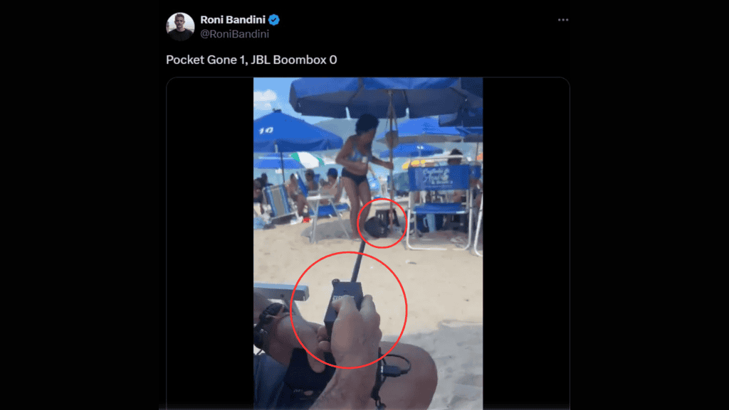 Turista argentino desliga caixa de som Bluetooth à distância com dispositivo Jammer.