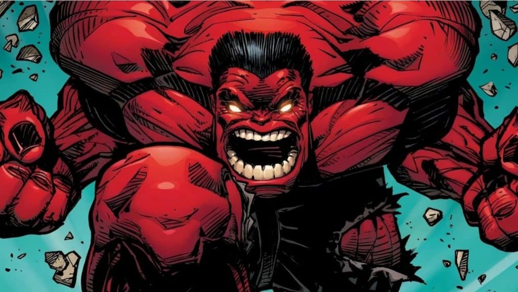 imagem mostra o hulk vermelho em posição de luta