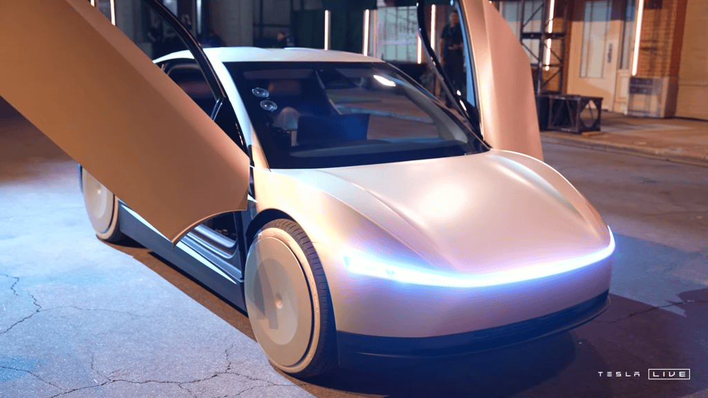 Tesla Cybercab com as portas abertas