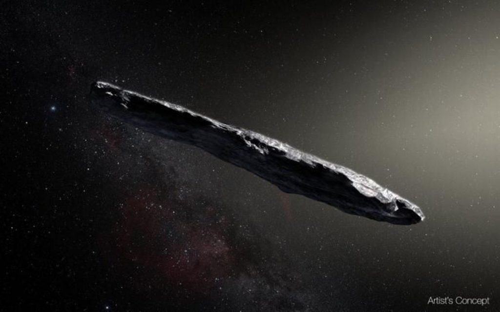 Uma interpretação artística do estranho formato de charuto do 'Oumuamua