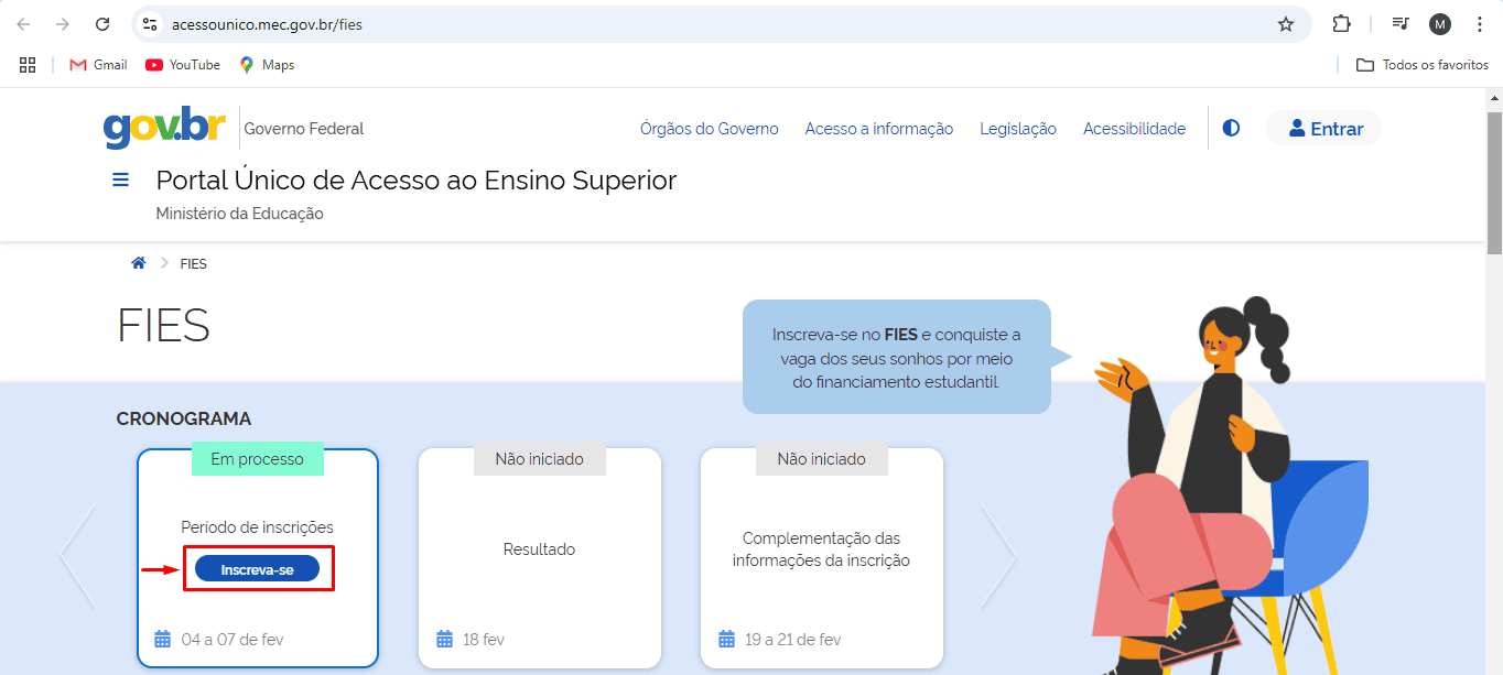 Passo 1 para se inscrever no Fies 2025