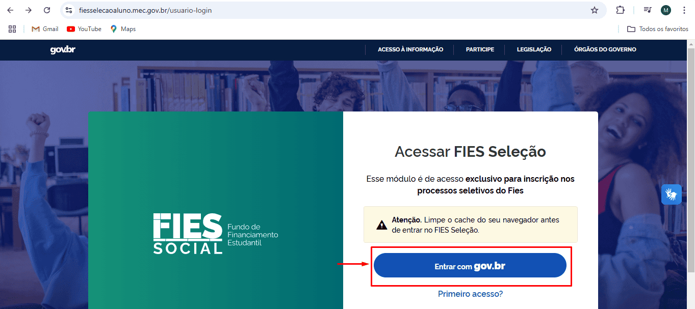 Passo 2 para se inscrever no Fies