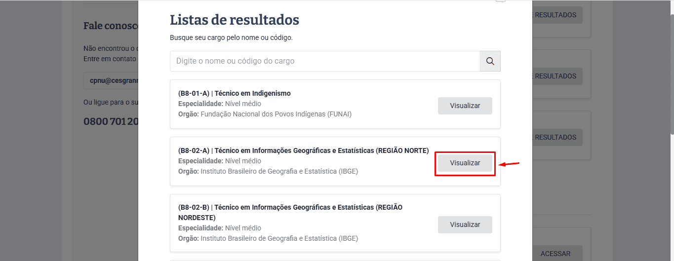 Passo 4 para ver o resultado do CNU