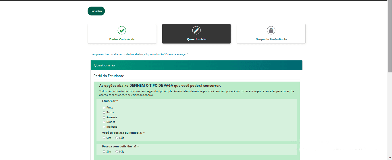 Passo 4 para se inscrever no Fies
