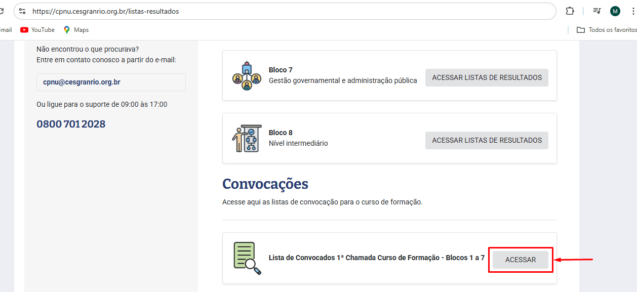 Passo 5 para ver o resultado do CNU