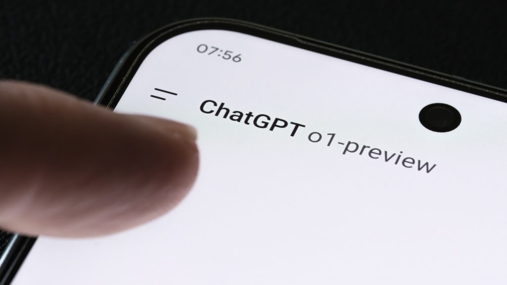 Preveiw do ChatGPT o1 em um smartphone