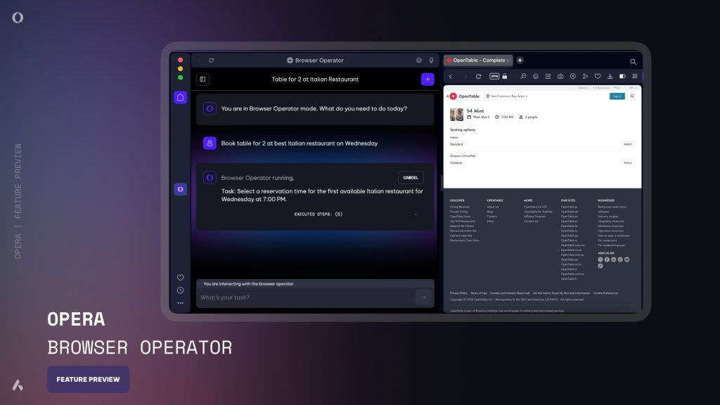 Exemplo de comando dado ao Opera Browse Operator