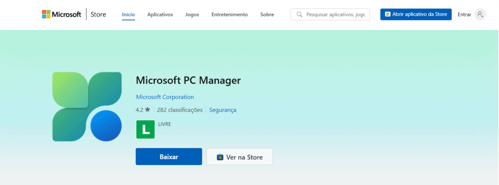 Ferramenta Microsoft PC Manager