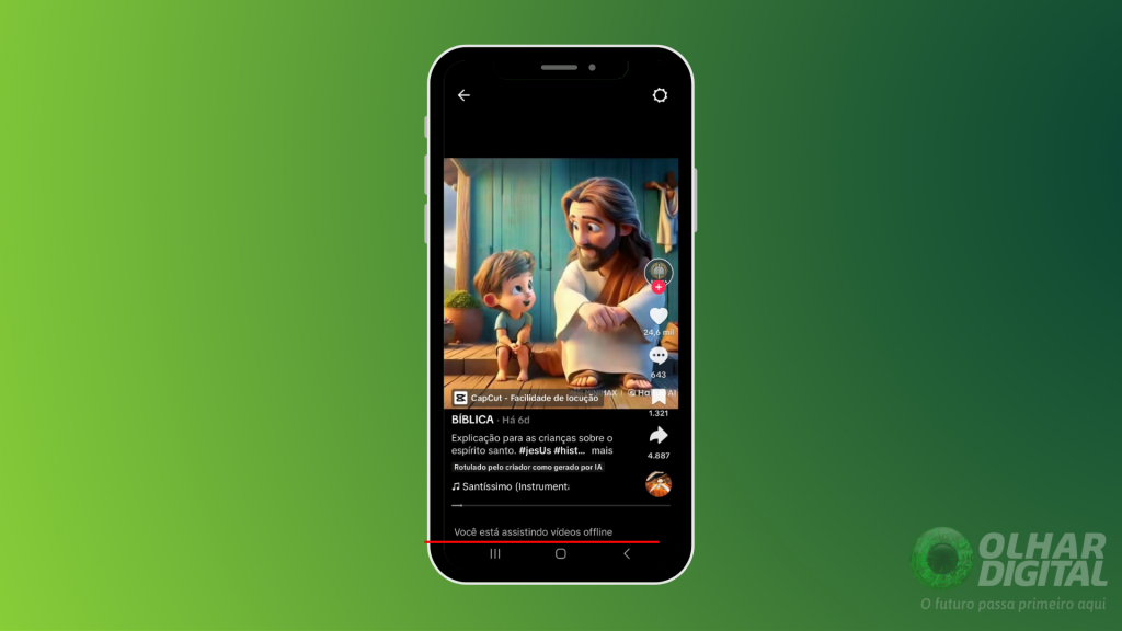 Tela de reprodução dos vídeos offline no TikTok