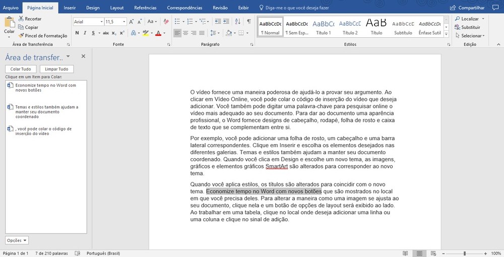 exemplo página word