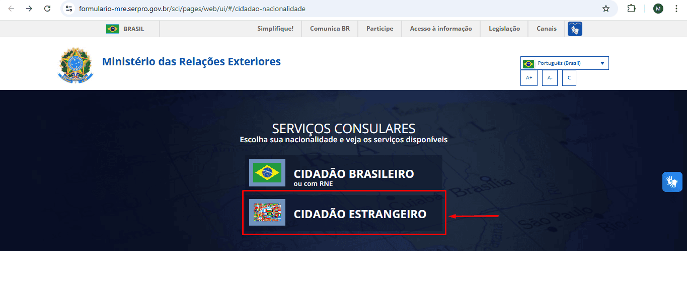 Segundo passo para emitir o visto para estrangeiros