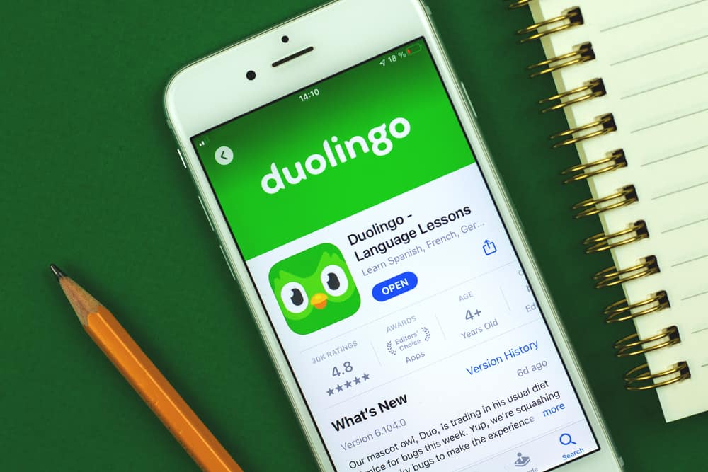 Página do Duolingo na App Store