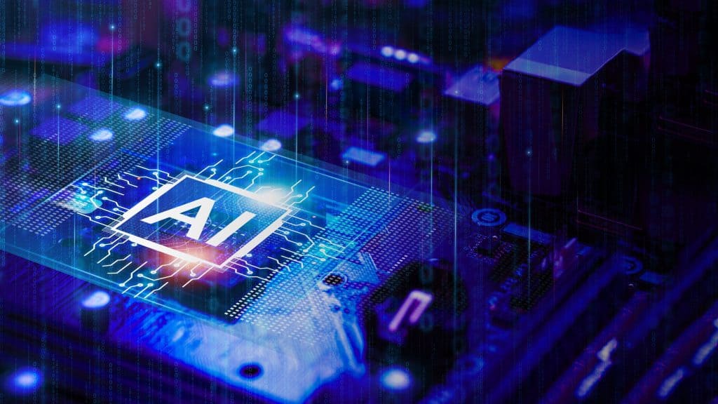 Ilustração de inteligência artificial em chip