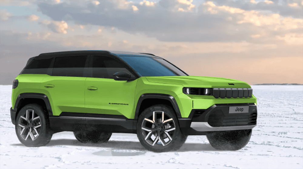 Foto da parte lateral e frente do novo Jeep Compass