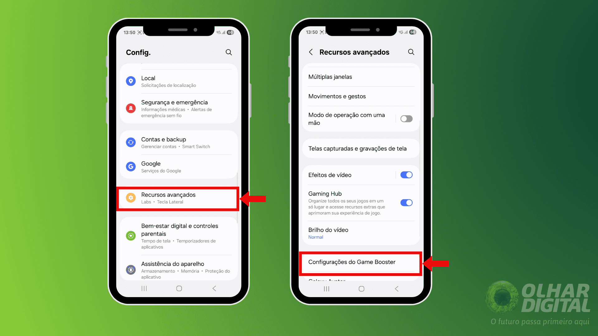 Primeiro passo para personalizar a taxa de atualização no celular com One UI 7