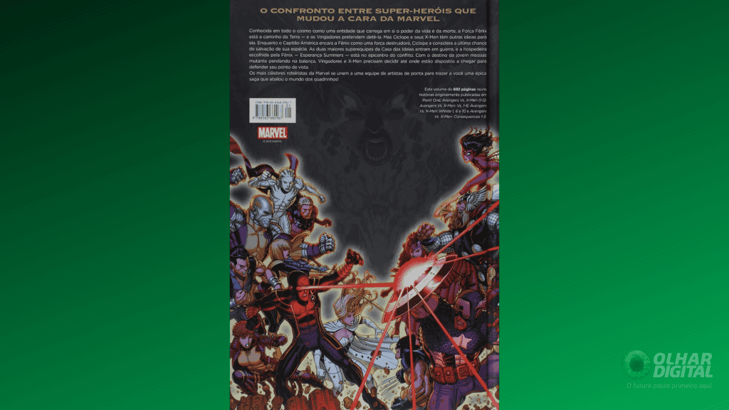 Verso da obra da Marvel que está à venda na Amazon