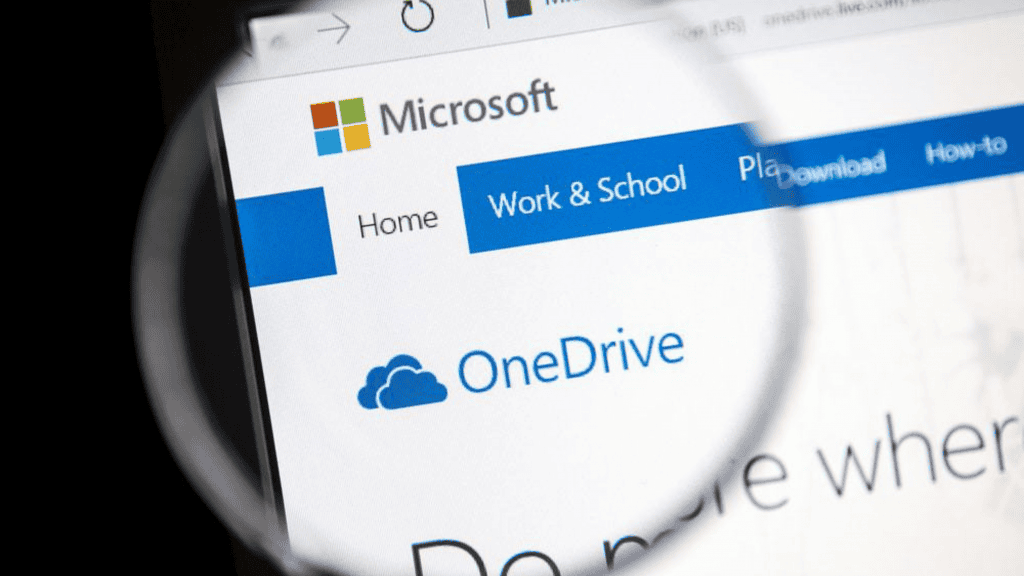Lupa mostrando o OneDrive em evidência