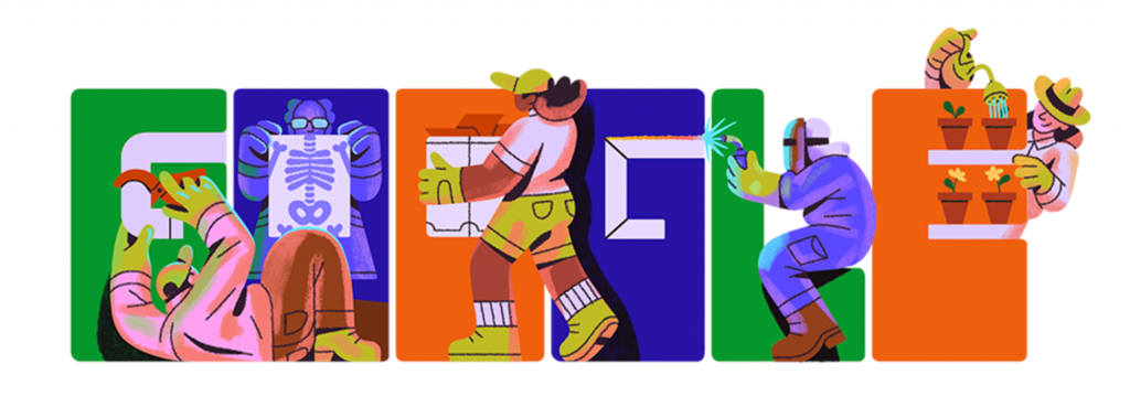 Logo do Google em formato doodle do Dia do Trabalho