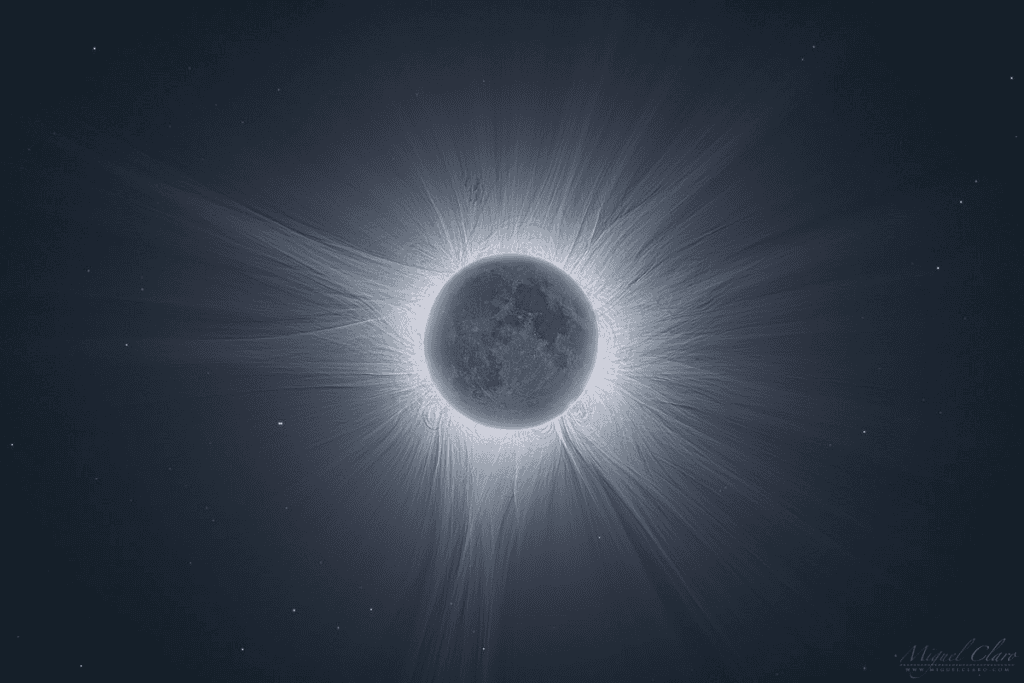 imagem detalhada de um eclipse solar total