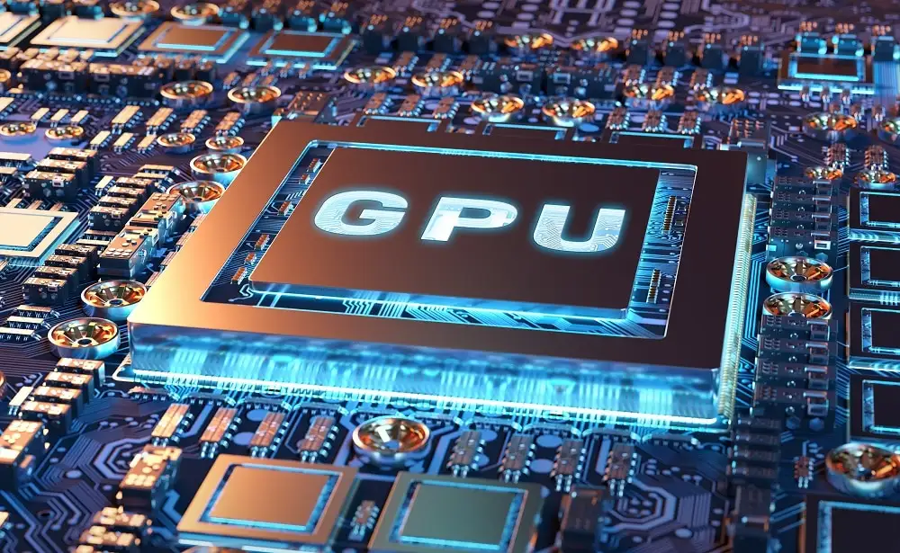 imagem mostra a ilustração de um chip, mais especificamente de uma placa de vídeo (GPU)