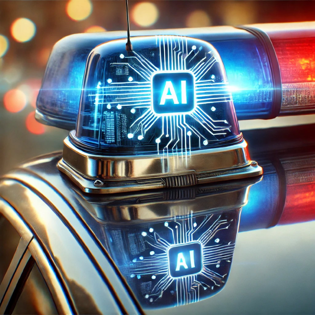 Imagem associando uma sirene de polícia com inteligência artificial