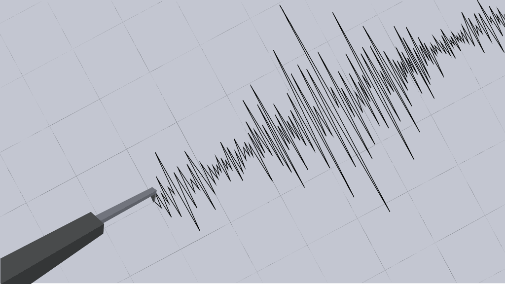 Gráfico de sismógrafo registrando tremor sísmico