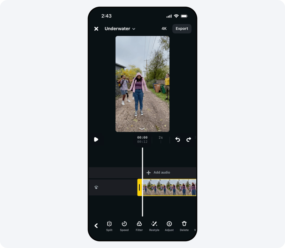 Edição dos efeitos no app Meta AI