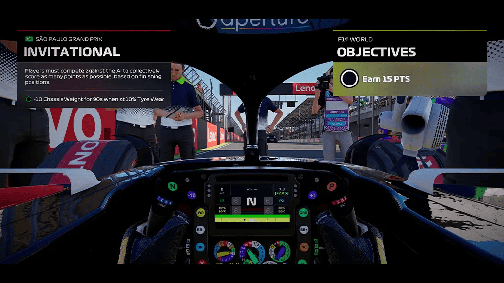 Parte interna de um carro de corrida da F1 25