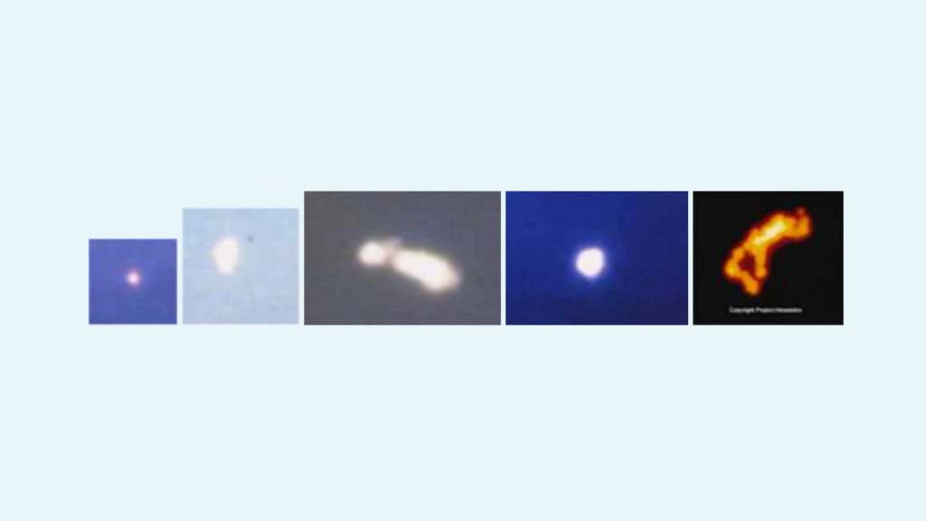 Montagem com imagens de luzes misteriosas vistas na Noruega