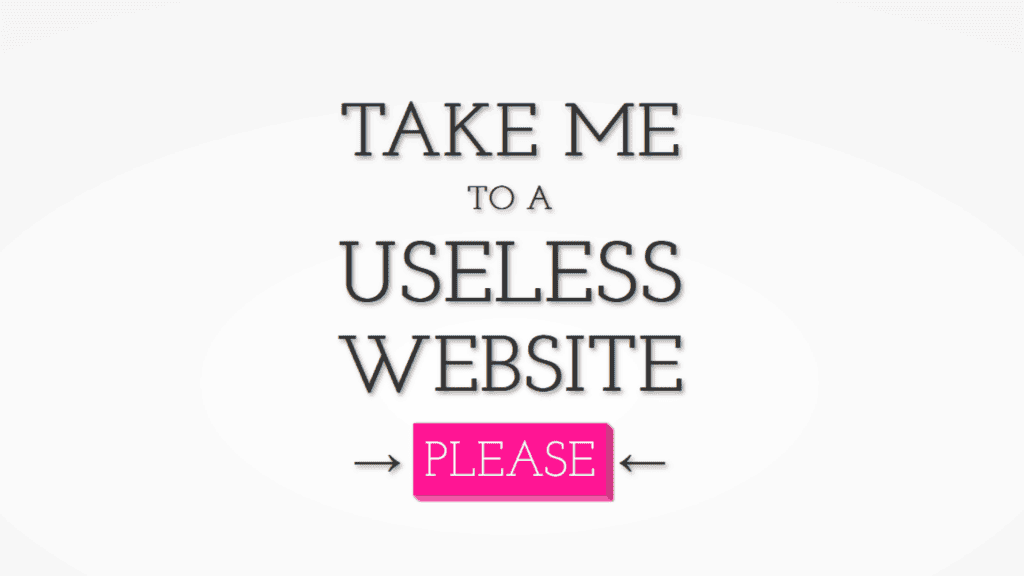 Homepage do site The Useless Web
