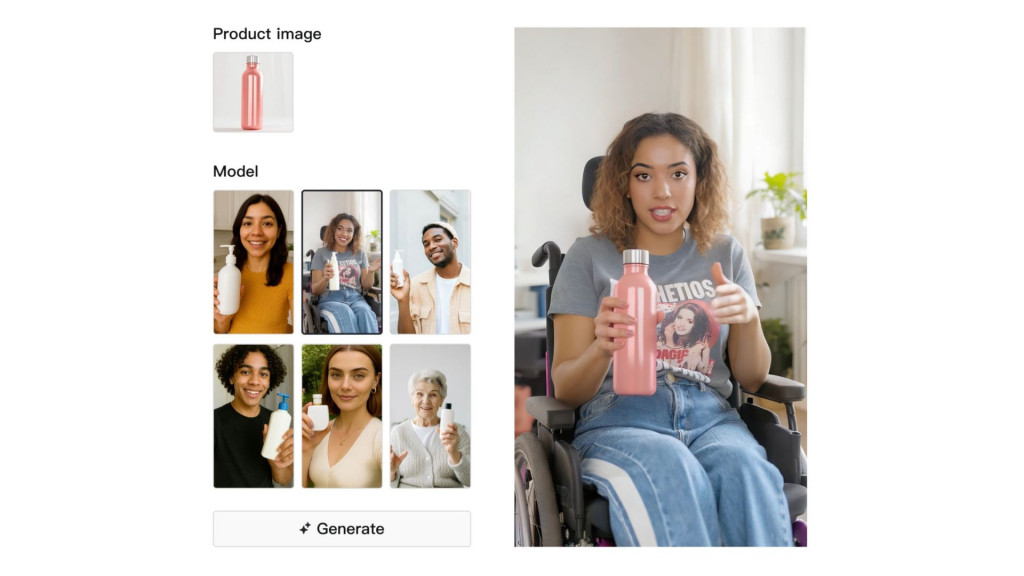 Montagem com imagens de avatares criados com IA em anúncios de garrafa no TikTok