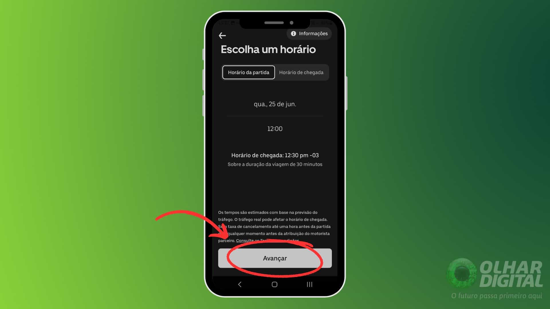 Como pedir uber por tempo black - Passo 3