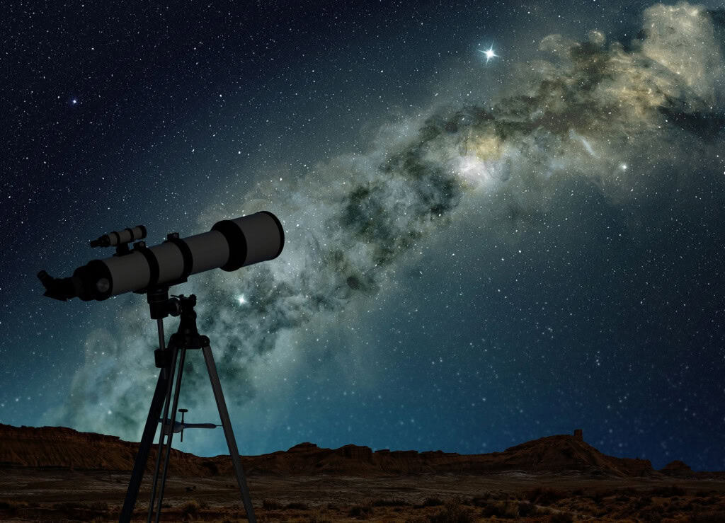 Telescópio apontando para a via láctea