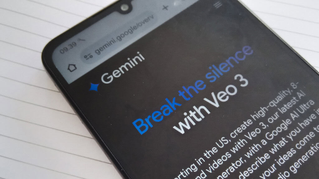 Anúncio do Veo 3 em um smartphone