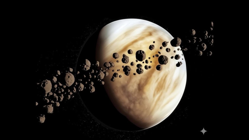 Ilustração de asteroides ao redor de Vênus