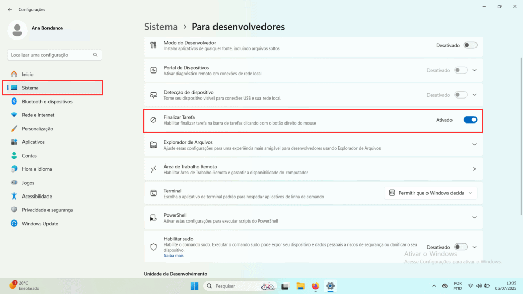 Ativar "Finalizar tarefa" pela barra de tarefas no Windows