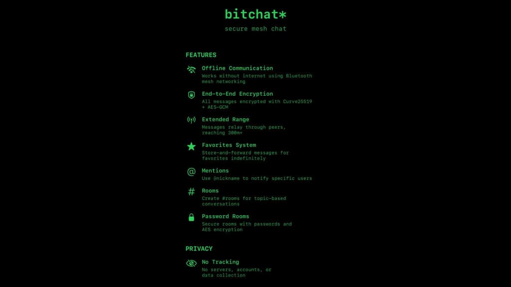 Captura de tela do Bitchat