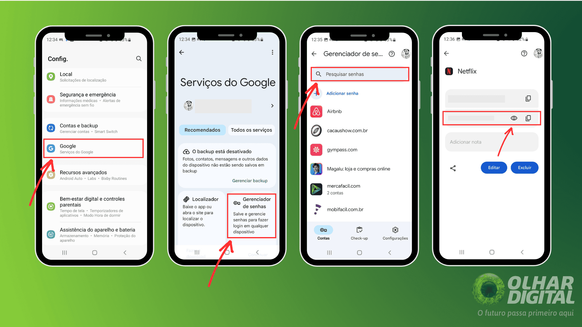 Como encontrar senha da Netflix pelo Android passos 1 a 4