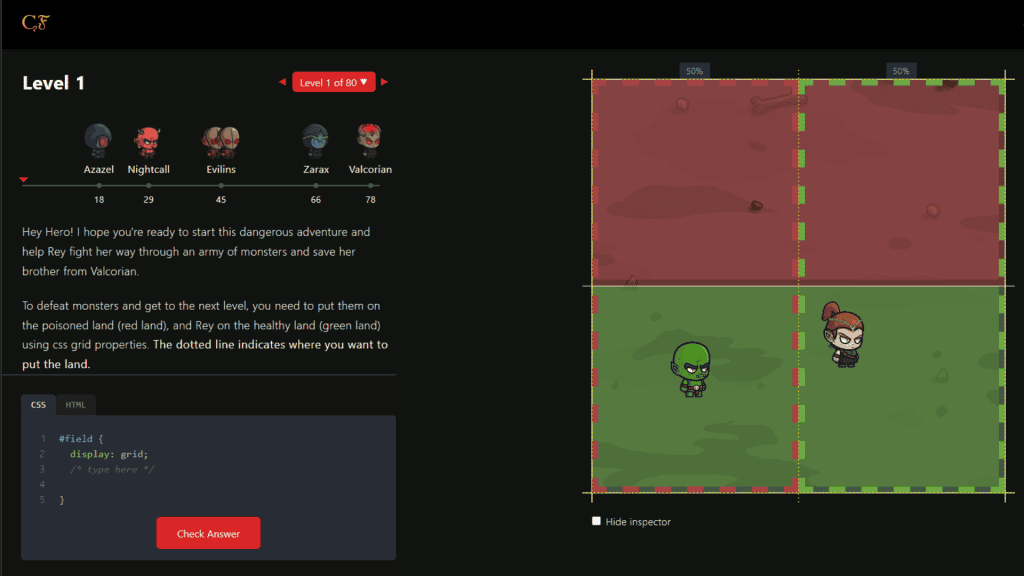 Interface do jogo Grid Attack