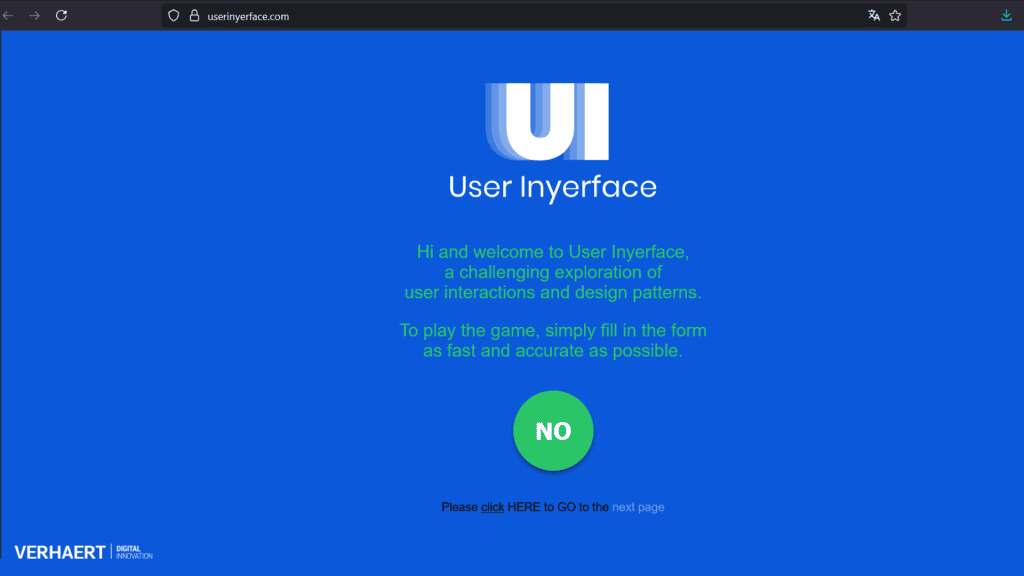 Interface do site User Inyerface