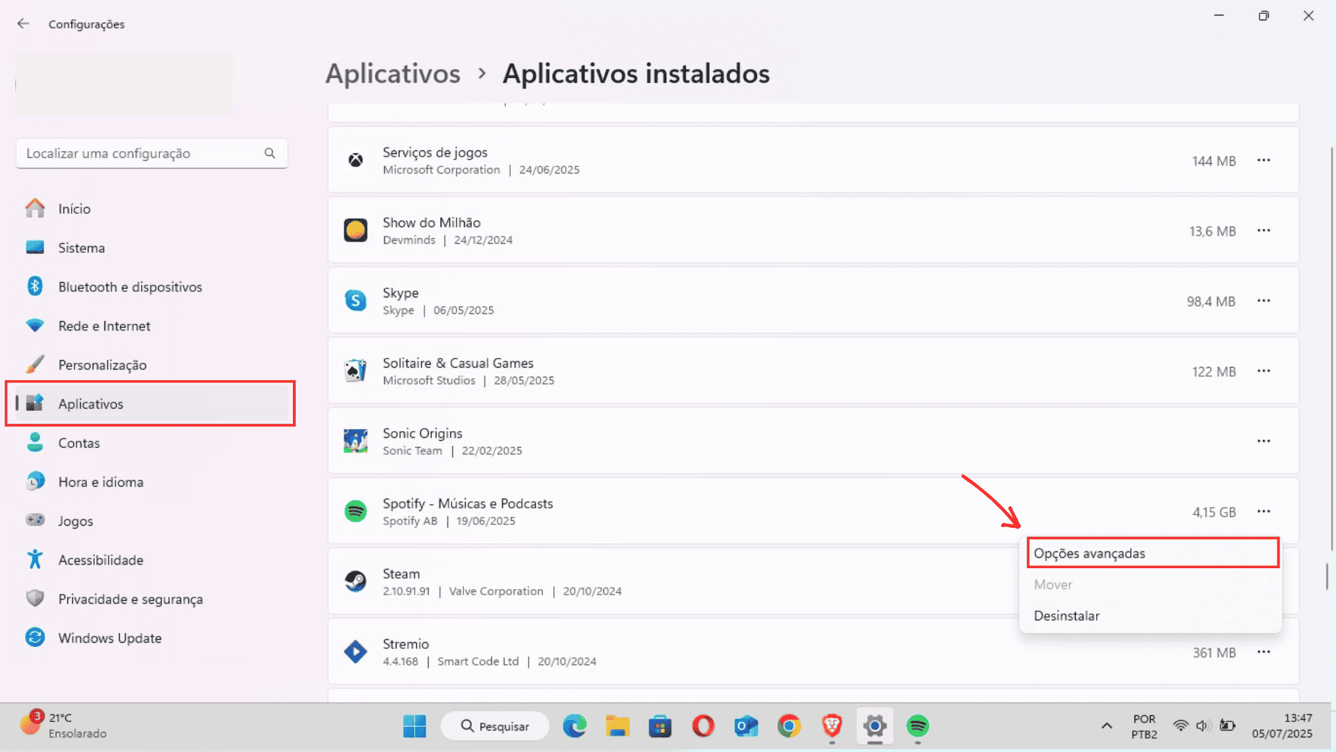 Terminar tarefa pelas Configurações no Windows