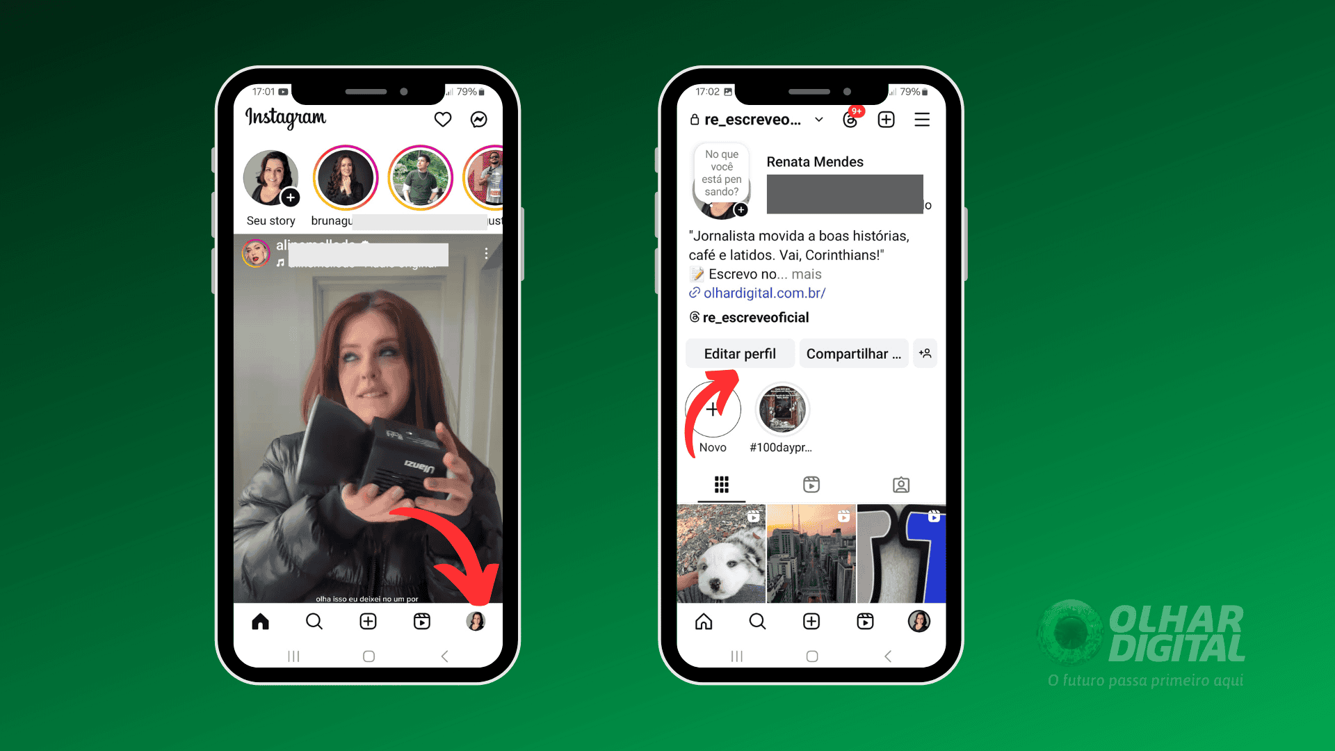 Imagem de tela de celular para explicar tutorial de como criar um avatar no perfil do Instagram