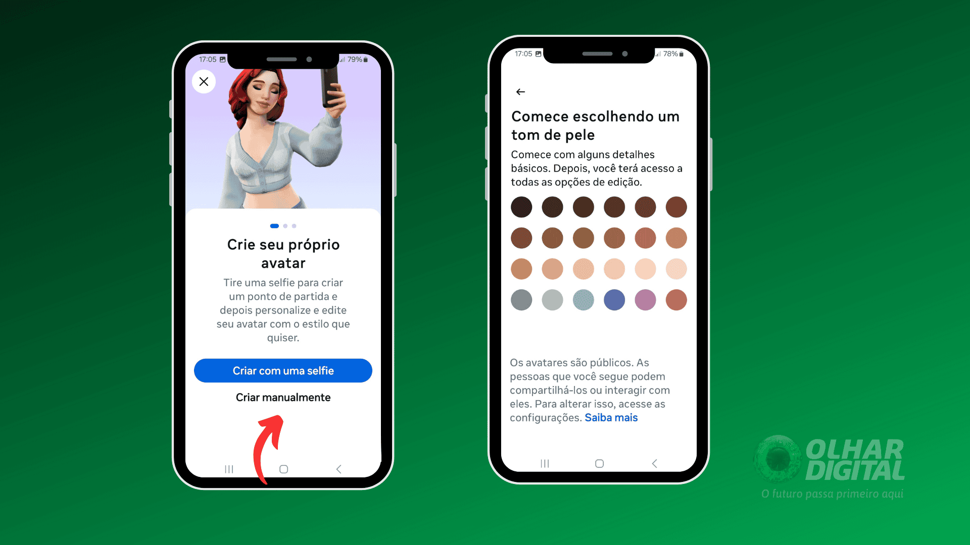 Reprodução de tela para tutorial de como criar avatar no perfil do Instagram