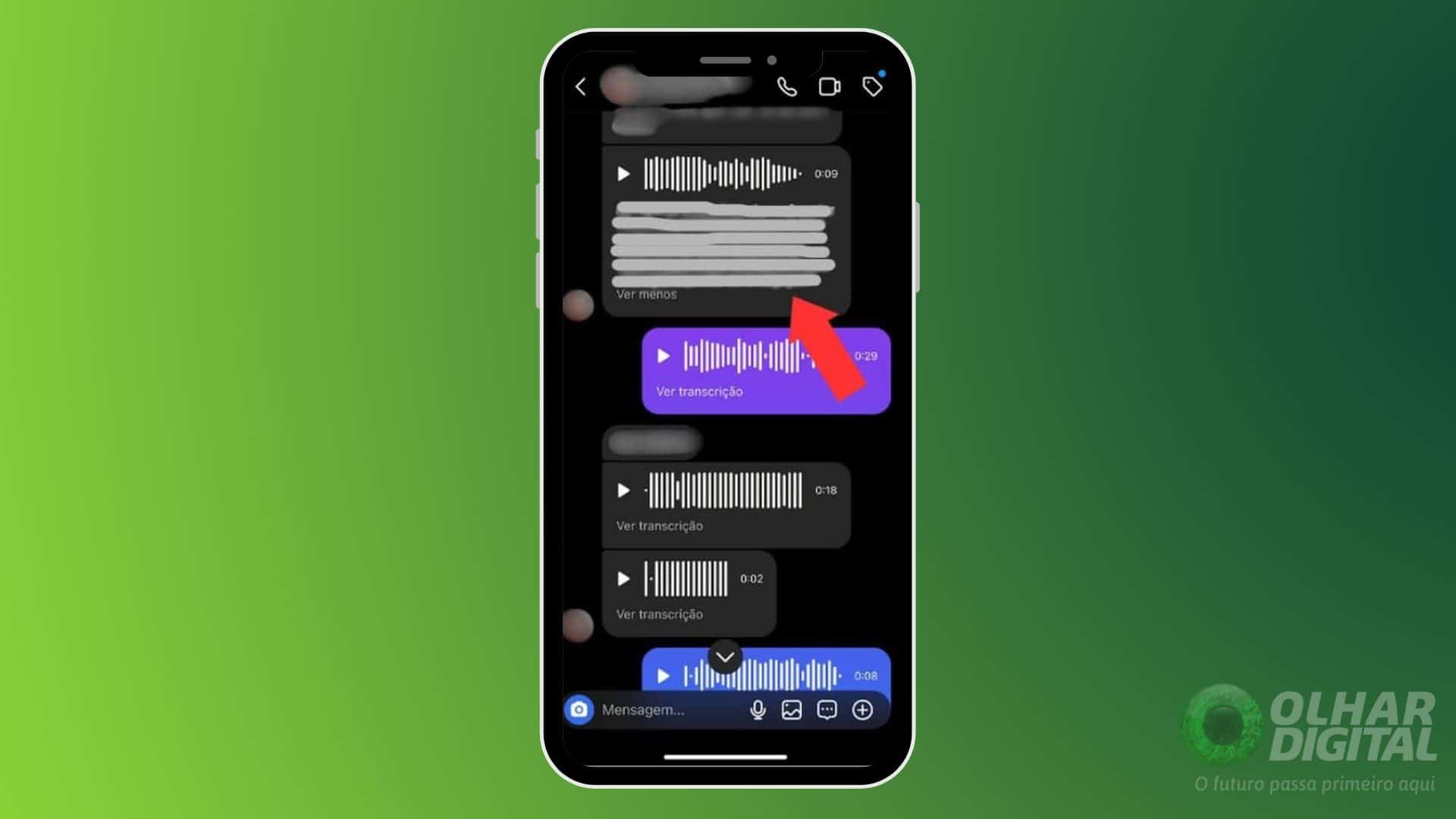 Como transcrever áudio do Instagram - Passo 2