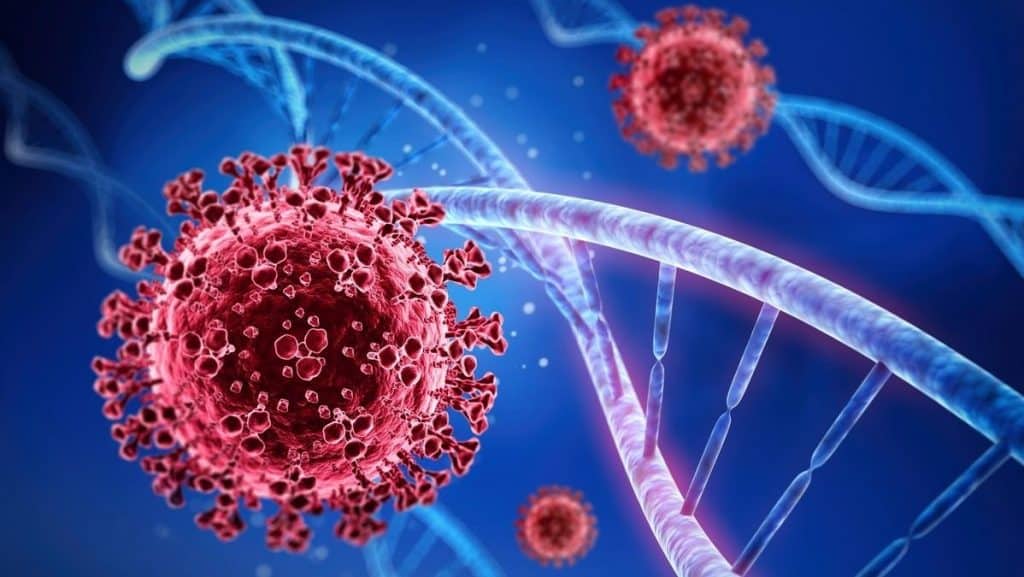 Ilustração de vírus e DNA